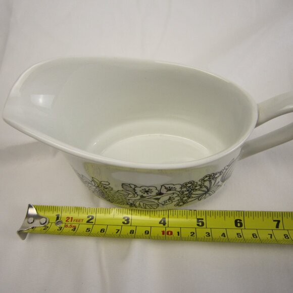 Grindley Ironstone Manitou Gravy Boat White and Black Floral - Picture 8 of 8